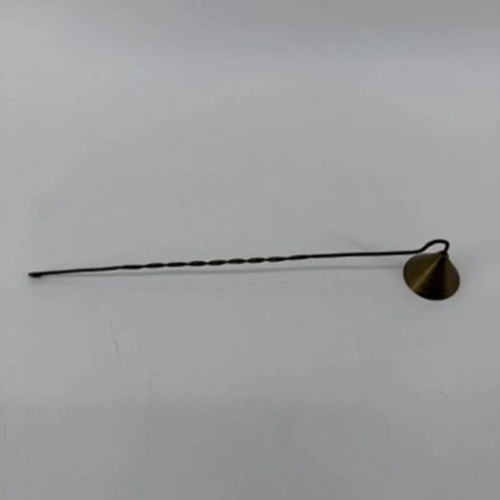 Vintage Brass Candle Snuffer Twisted Long Wire Handle Cone Bell Extinguisher